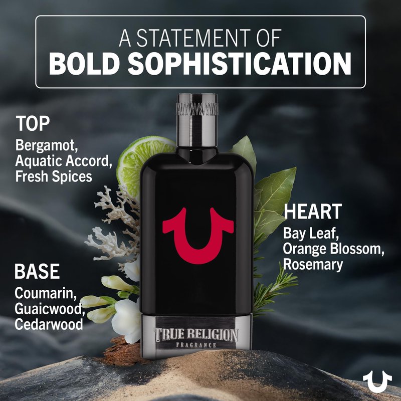 True Religion for Men - Cologne - fresh, woody, wearable for any occasion - citrus, bergamot, aquatic, marine, spicy, orange blossom, rosemary, coumarin, cedarwood, oriental, aromatic