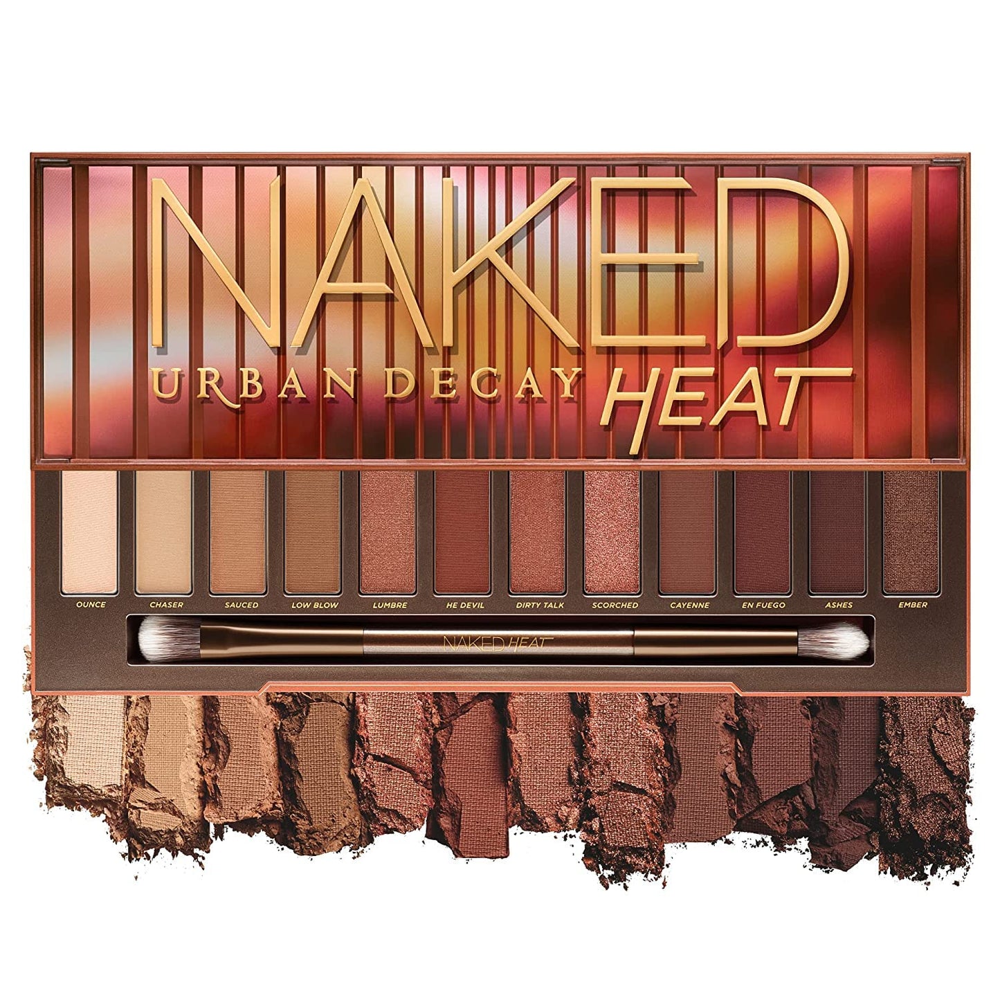 URBAN DECAY Naked Heat, Warm Brown Neutral Eyeshadow Palette, Matte, Metallic, Shimmer Finish, 12 Amber-hued Red & Orange Eye Shadows, Versatile Warm Shades, Vegan, Cruelty-free