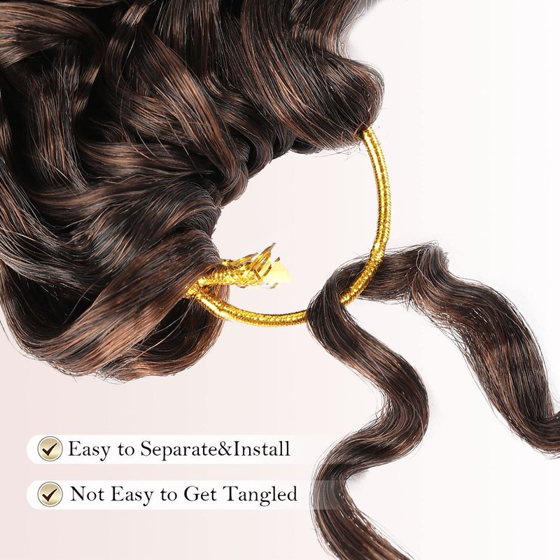 8 Packs 18 inch GoGo Curl Crochet Hair for Black Women Water Wave Curly Crochet Braiding Hair Ocean Wave Beach Curl Wavy Crochet Hair Extensions (Pack of 8, Ombre Brown)