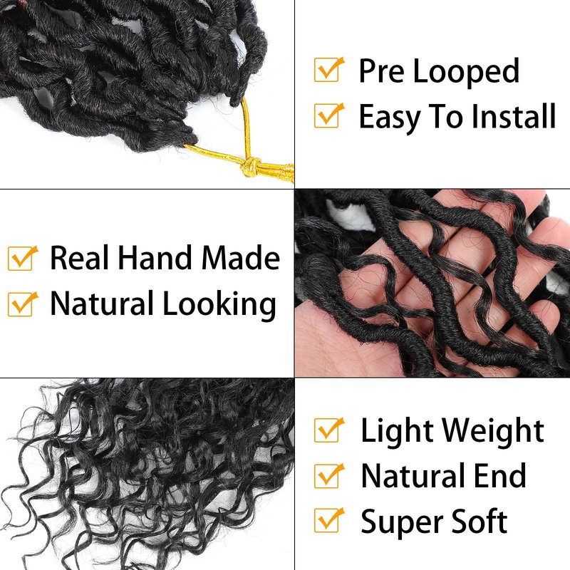 Col Bling Goddess Locs Crochet Hair 30 Inch, 8 Packs Faux Locs Crochet Hair Pre Looped for Women, Boho Crochet Locs with Curly Ends (30 Inch 1B)
