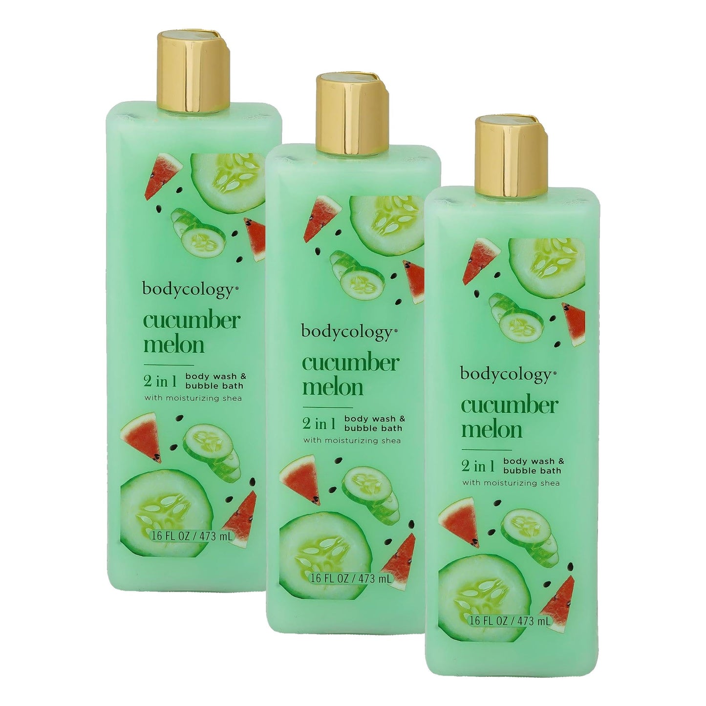 Bodycology Cucumber Melon Body Wash Women 16 oz (Pack of 3)