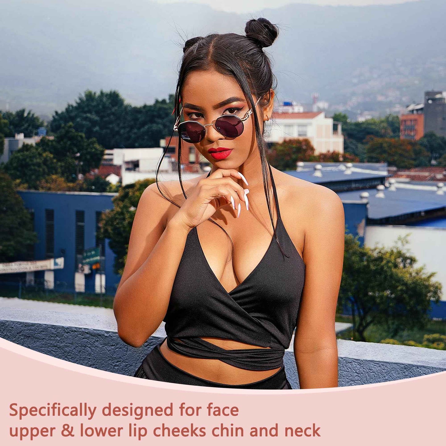 EVIEY Facial Hair Remover for Women - as Seen on TV Painless Face Shaver - Electric Hair Removal Device (Blue & White Bundle)