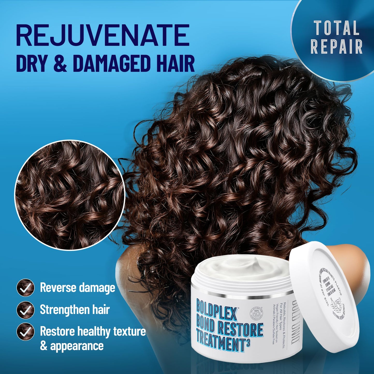 BOLD UNIQ BoldPlex Hair Mask - Deep Conditioner For Dry, Damaged Hair - Mascarilla Para El Cabello - Helps Repair and Nourish Curly, Bleached, or Frizzy Hair - 6.76 Fl Oz