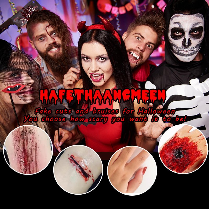 Halloween Liquid Latex Special Effects SFX Makeup Kit - 8 Colors Bruise Face Body Paint Palette,Liquid Latex+Scar Wax+Spatula Tool+Fake Blood Spray+Coagulated Blood With Sponges for Halloween Cosplay