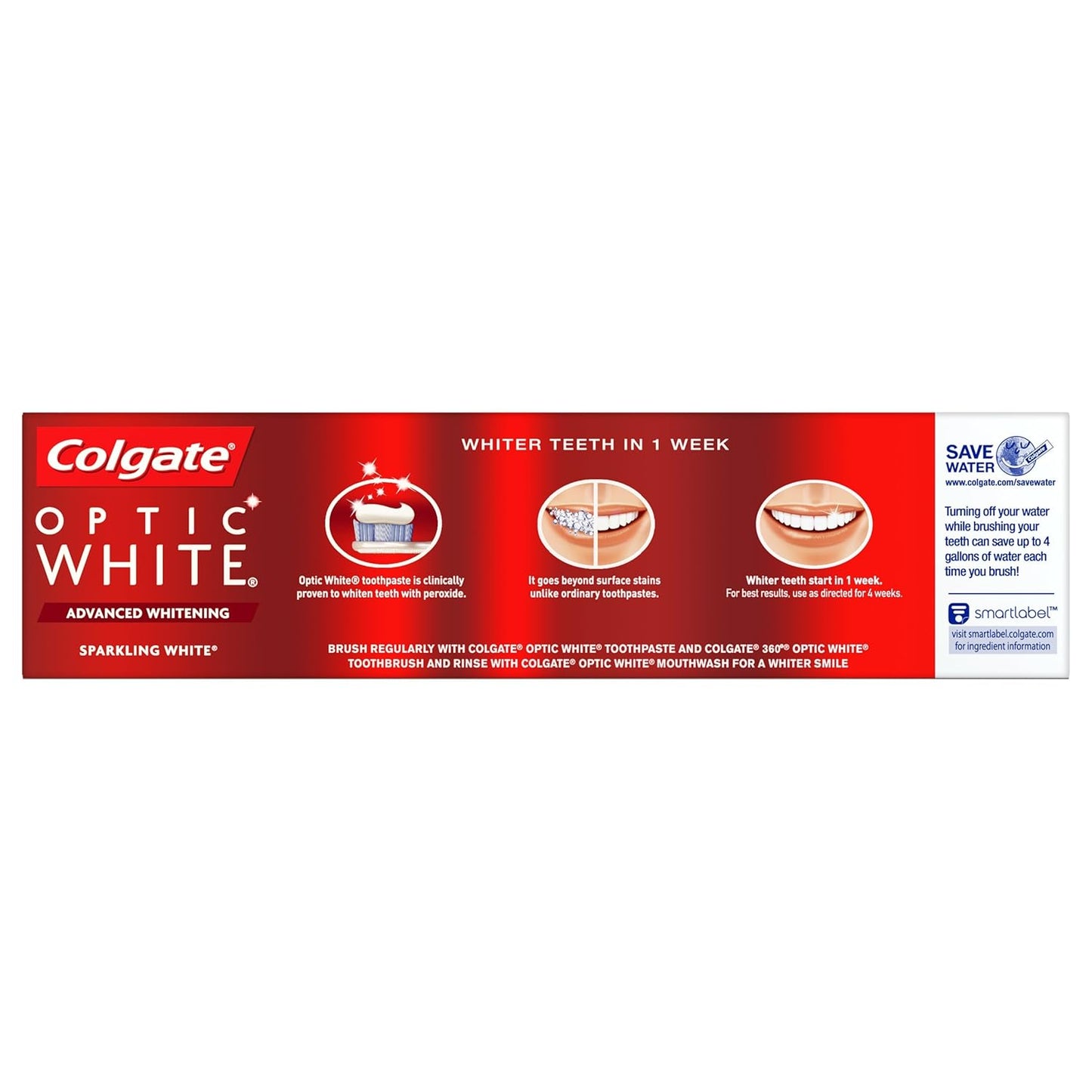 Colgate Optic White Whitening Toothpaste - Sparkling White, 5 oz (3 Pack)