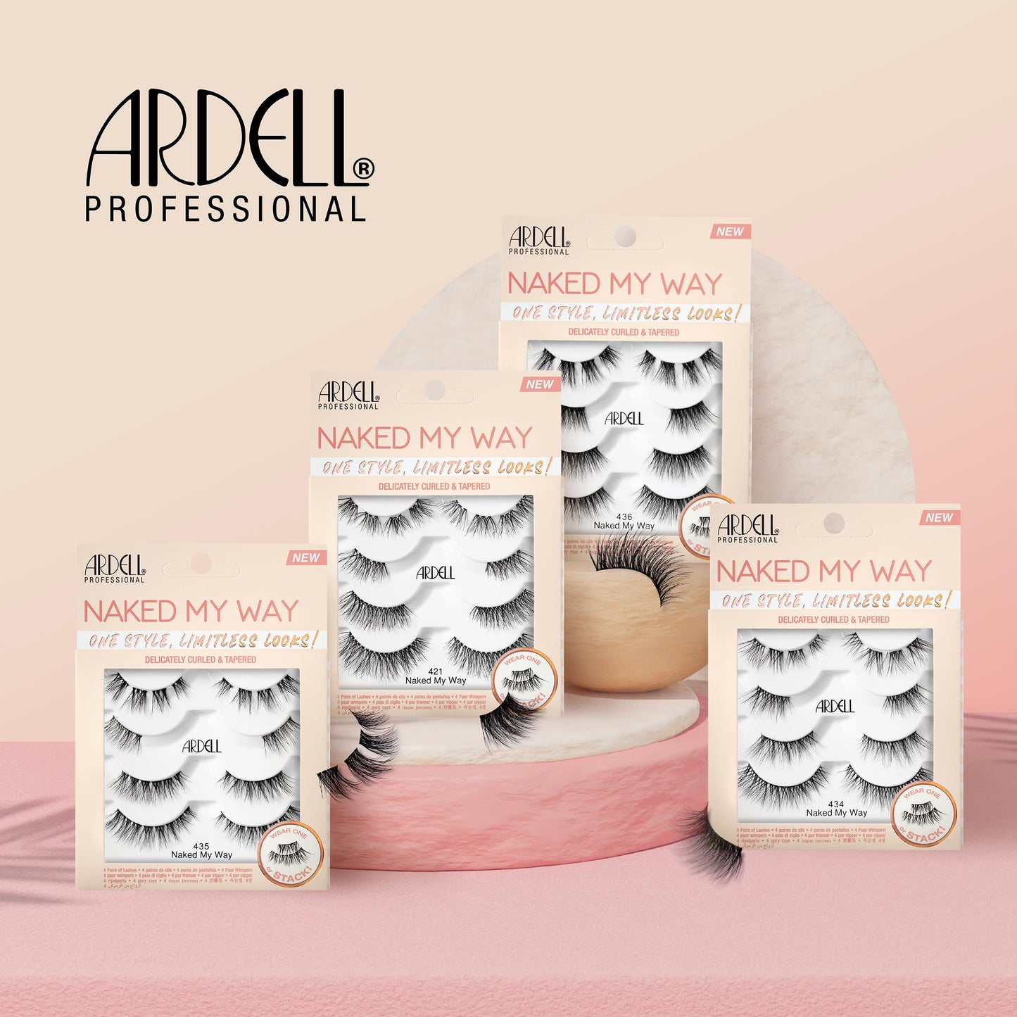 Ardell False Eyelashes Naked My Way 434 - Natural Look, Soft and Lightweight Strip Lashes, 4 Pairs, 1 Pack