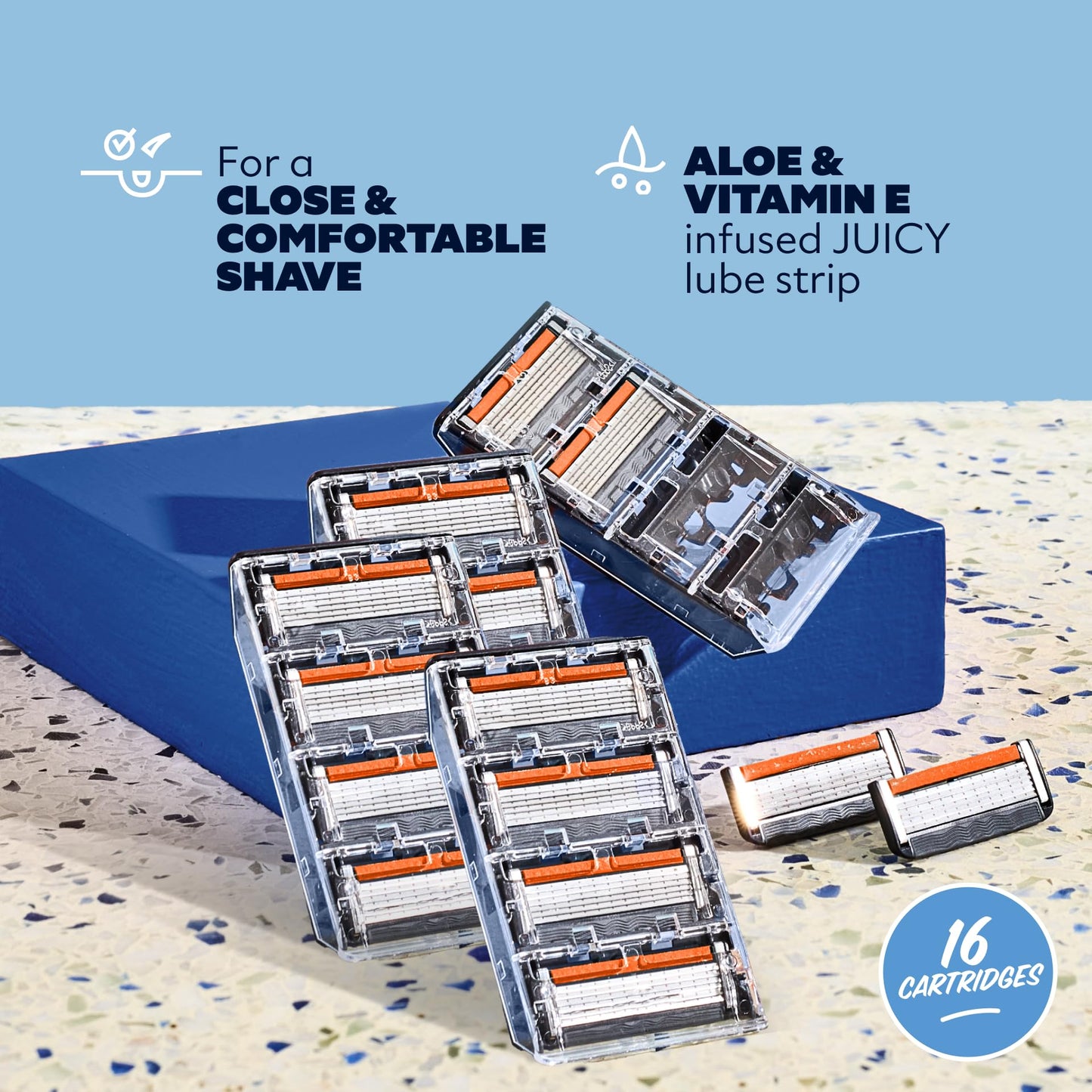 Dollar Shave Club | 6 Blade Razor Refills (16 Pack) | 6 Stainless Steel Blades for a Close & Comfortable Shave