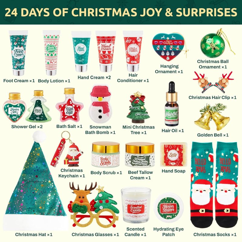 Advent Calendar 2025 - Skincare Gift Set for Women | 24 Days of Holiday Beauty & Spa Gifts