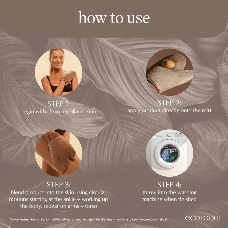 EcoTools Good Tan Full-Body Tanning Mitt, For Self Application, Use Soft Tanner Mitt With Mousse, Lotions, & Waters, Eco Friendly Sunless Applicator, Vegan, & Cruelty-Free, 1 Count