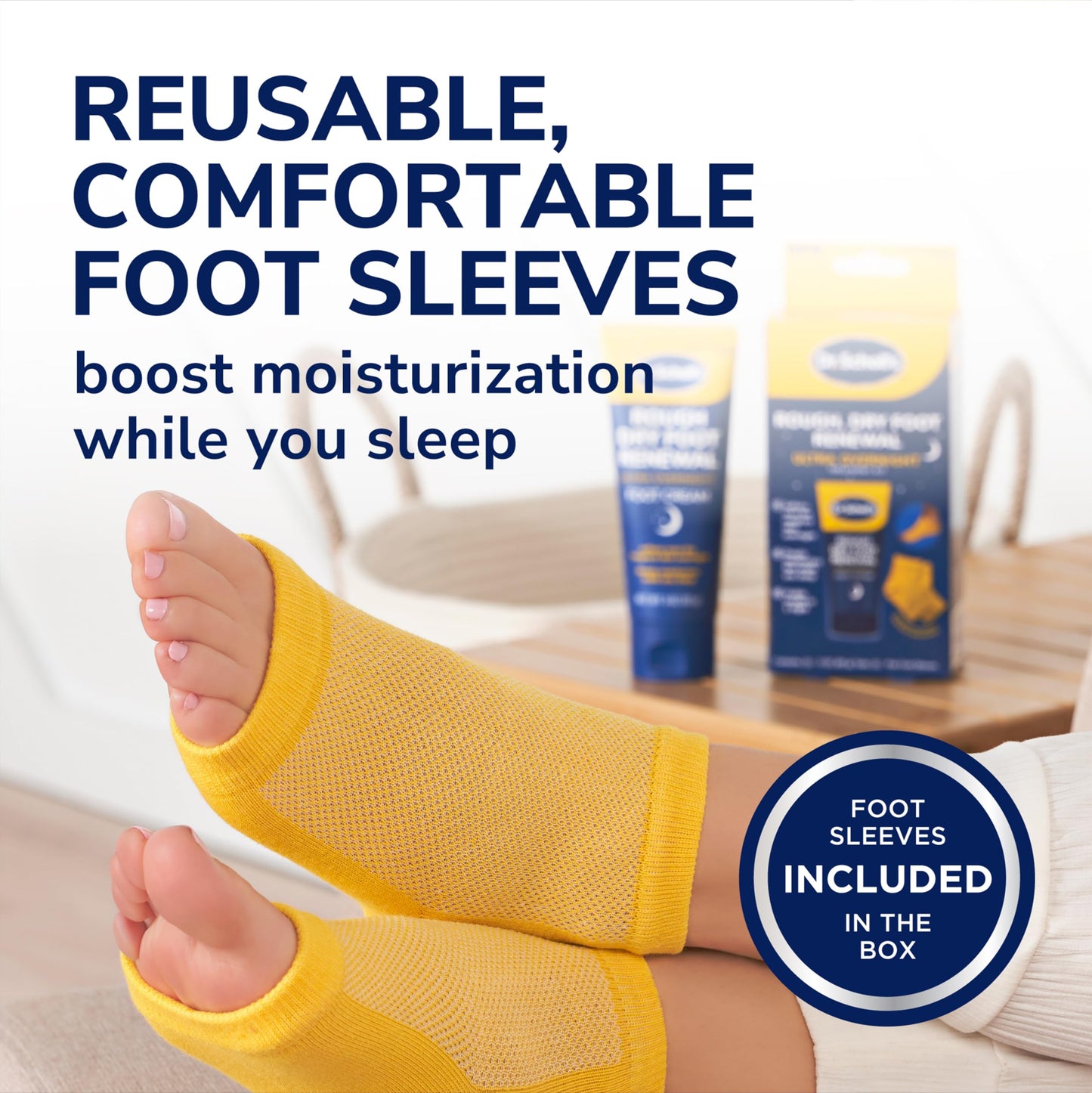 Dr. Scholl's Rough,Dry Foot Renewal Ultra Overnight Treatment-Overnight Foot Cream 3oz with Aloe,Coconut Oil,Urea &Heel Sleeve Socks,Deeply Moisturize & Soften Feet,Dermatologist Tested,(Pack of 2)