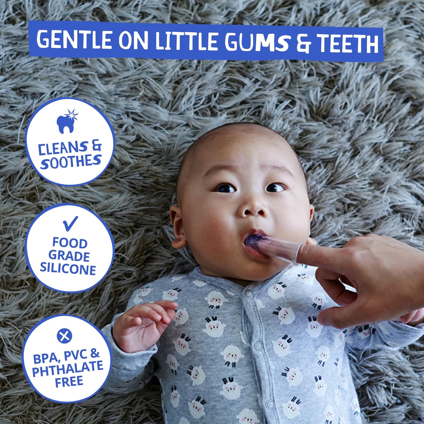 Jack N' Jill Stage 1 Silicone Finger Toothbrush, Baby Gum and Tooth Gel Bundle - Baby Toothbrush 6 to 12 Months, Natural Gum and Teething Relief Gel - Two Brushes Plus Case, 0.5 Fl Oz