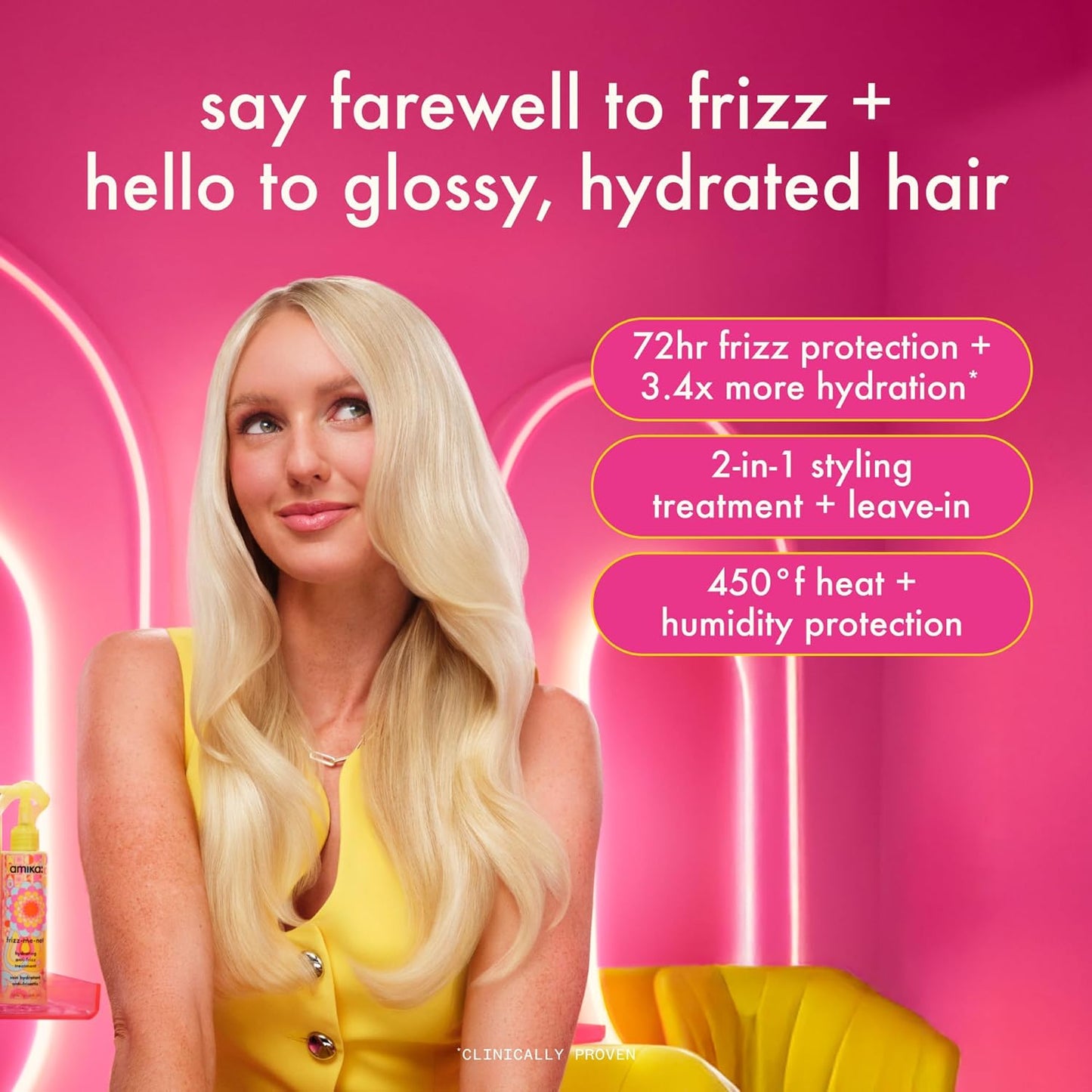 Amika Frizz-Me-Not Hydrating Anti-Frizz Treatment - Lightweight Spray for Medium to Thick Hair, Humidity & Heat Protection | Smooth Frizz for Up to 3 Days
