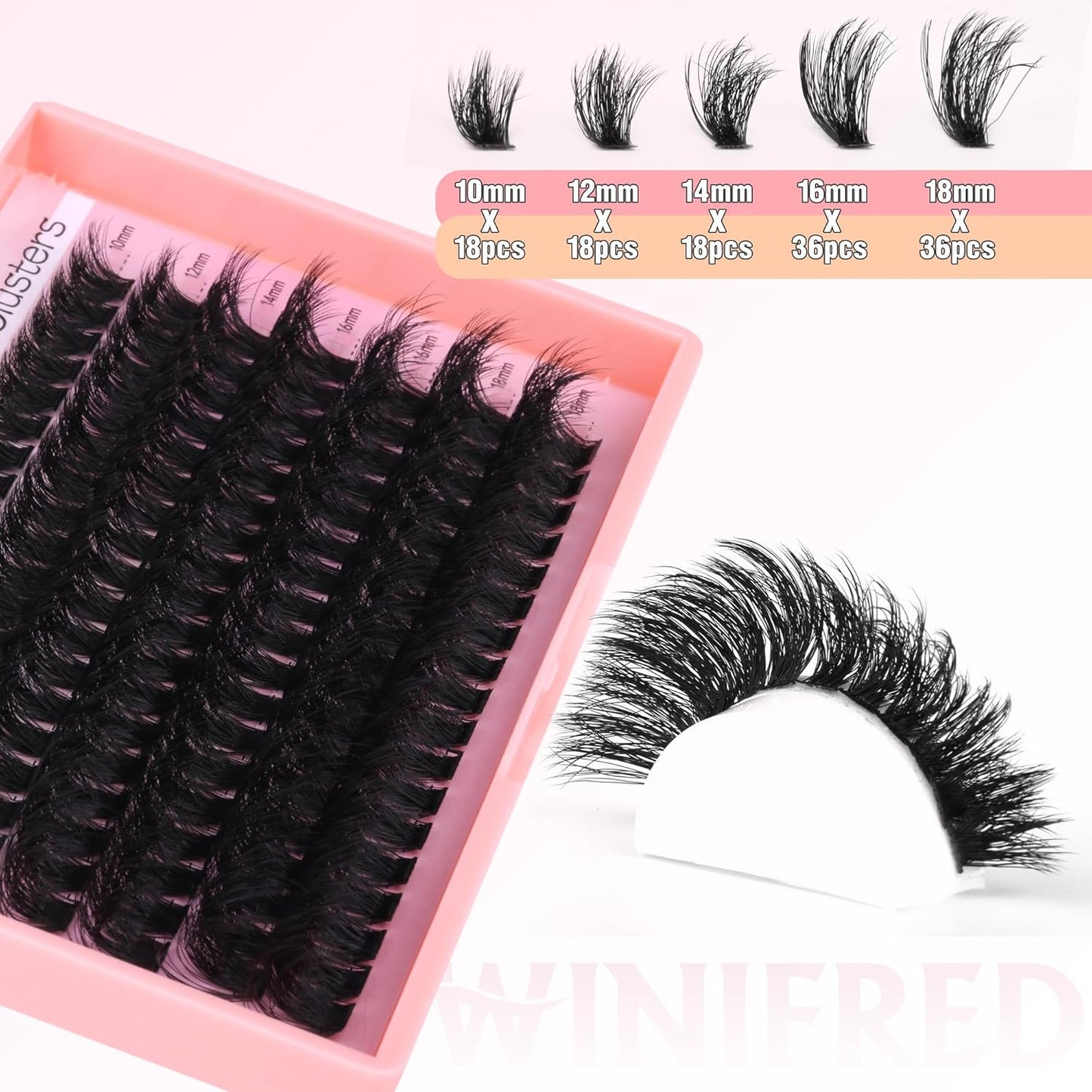 Winifred Bottom Lash Clusters Thick Volume Lower Lash Extension DIY Individual Lashes Bottom Clusters Lashes for Cluster Eyelash Extensions (168pcs)