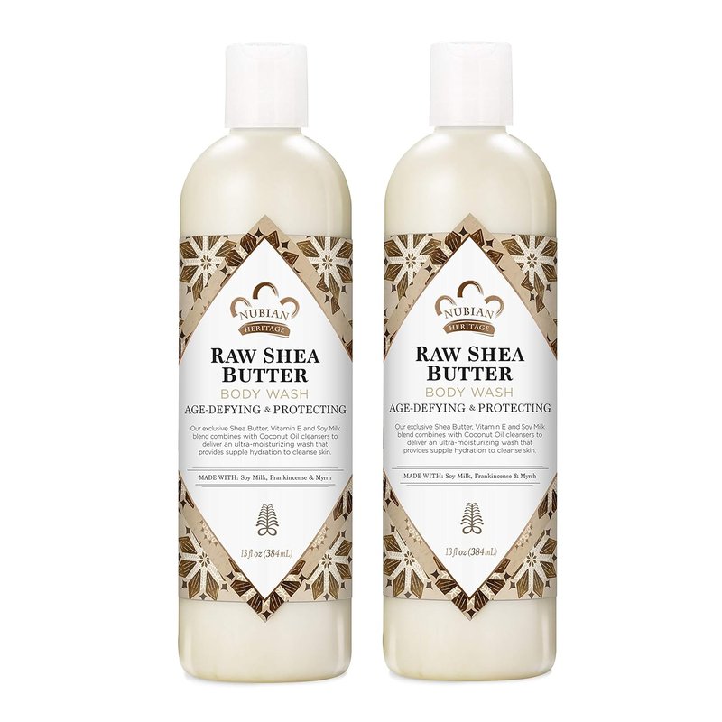 Nubian Heritage Body Wash - Raw Shea Butter for Dry Skin | Paraben-Free, 13 Fl Oz (Pack of 2)