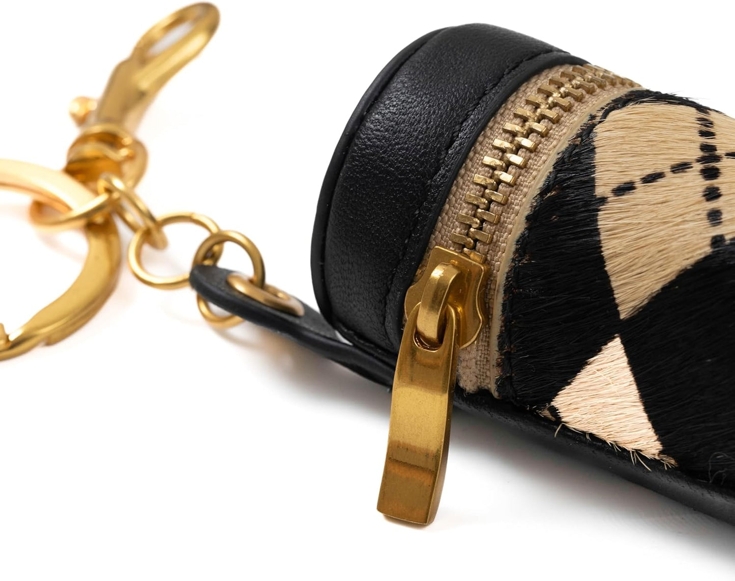 Cockatoo Nappa Leather Lipstick Case - Zipper Keyring Chapstick Holder | Compact Design