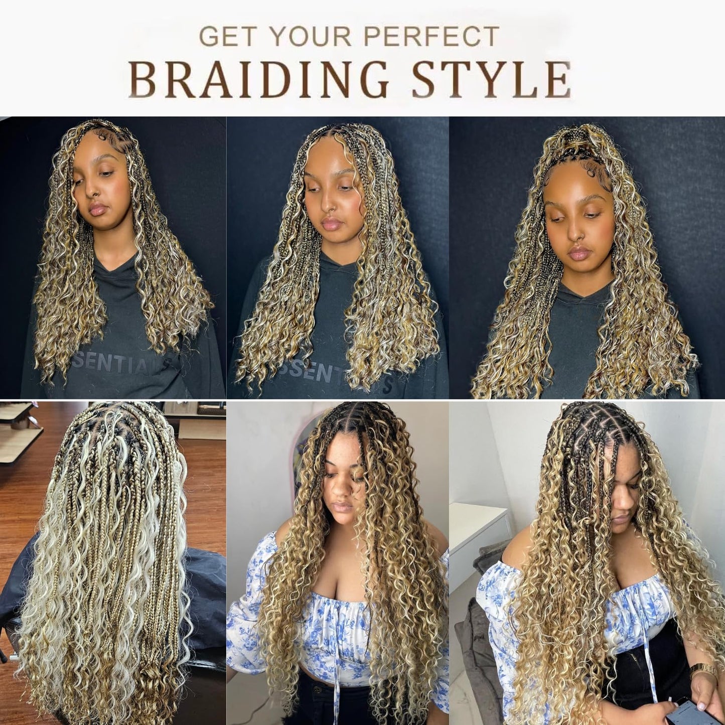 Syrenlore F27/613 Human Hair Deep Wave Bulk for Boho Braids 20 Inch 50G, 12A Multi Blonde Highlight Braiding 100% Real Virgin Hair No Weft Honey Blonde Ombre #27/613 Culry Braids Miracle Knots