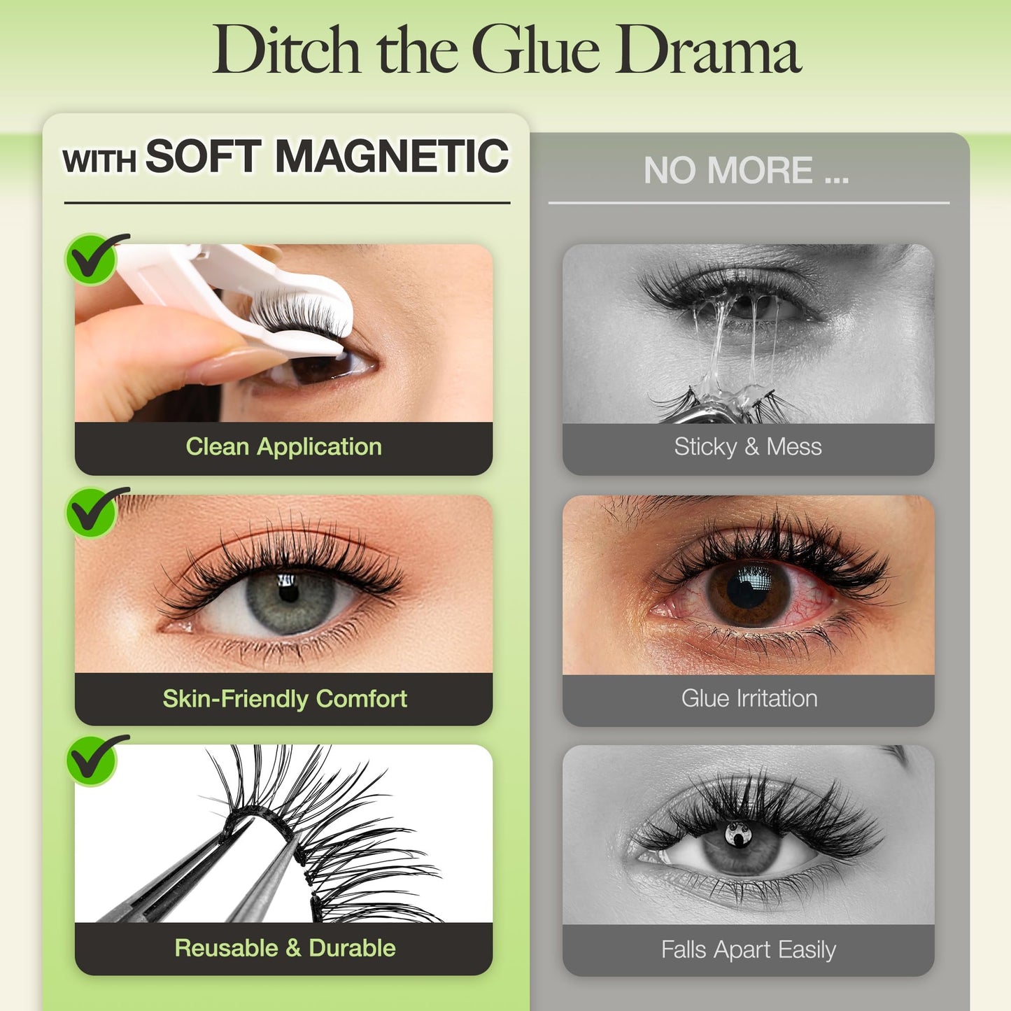 LASHVIEW Upgrade Soft Magnetic Eyelashes with Applicator, Reusable Magnetic Lashes Natural Look, No Glue Needed, Windproof & Waterproof for All-Day Comfort (L01)