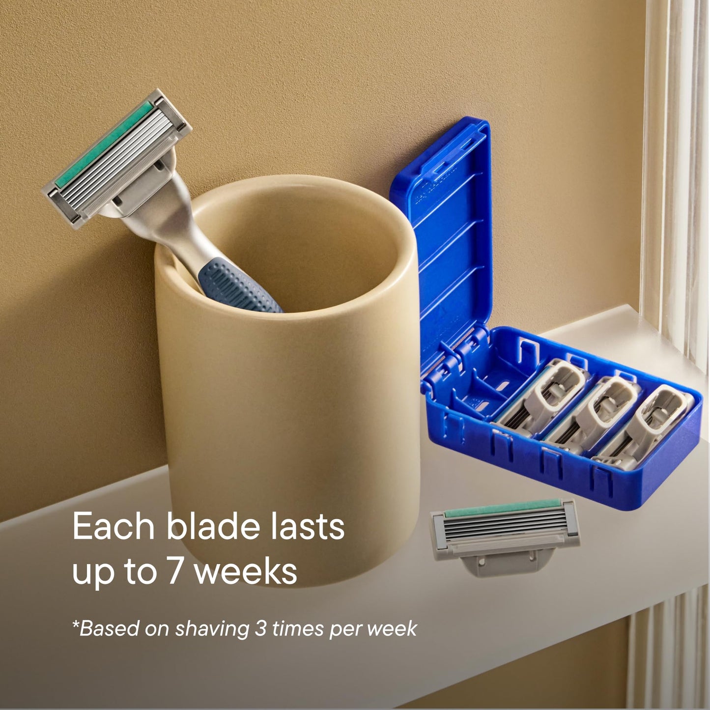 Harry's Plus Starter` Shaving Kit for Men - Premium Handle, 5 Razor Blade Cartridges, Foaming Shave Gel, and Travel Blade Cover - Advanced Pivoting System - Moss