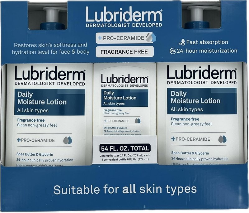 Lubriderm Daily Moisture Lotion - Fragrance-Free Hydrating Formula | 3-Pack