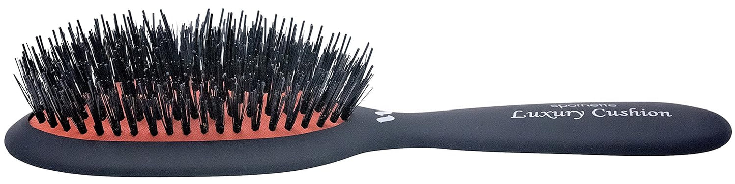 Spornette Boar Bristle Hair Brush - Small Oval Vented Cushion Brush for Styling | Reduces Breakage, All Hair Types