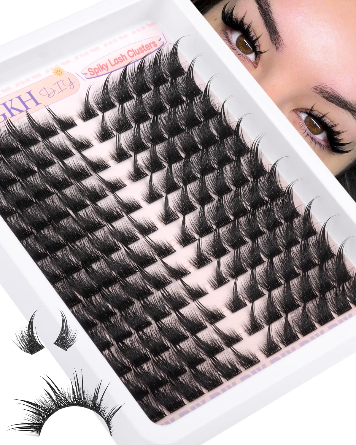 YDAGKH Lash Clusters Fox Eye Spikes Eyelash Extension Wispy Manga Cluster Eyelashes Fairy Spiky Cluster Eyelash Extensions 144Pcs Cat Eye Individuals Lashes Long DIY Volume Anime Lash Extension