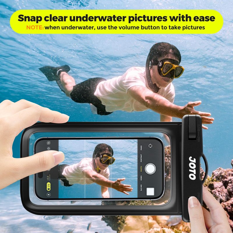 JOTO Up to 7" Universal Waterproof Phone Case for iPhone 17 Air 16 15 14 13 12 11 Plus Pro Max, IPX8 Cellphone Dry Bag XR X SE, Galaxy S23 S22 S21 S20+ S20 S10 Plus Note, Pixel -Black