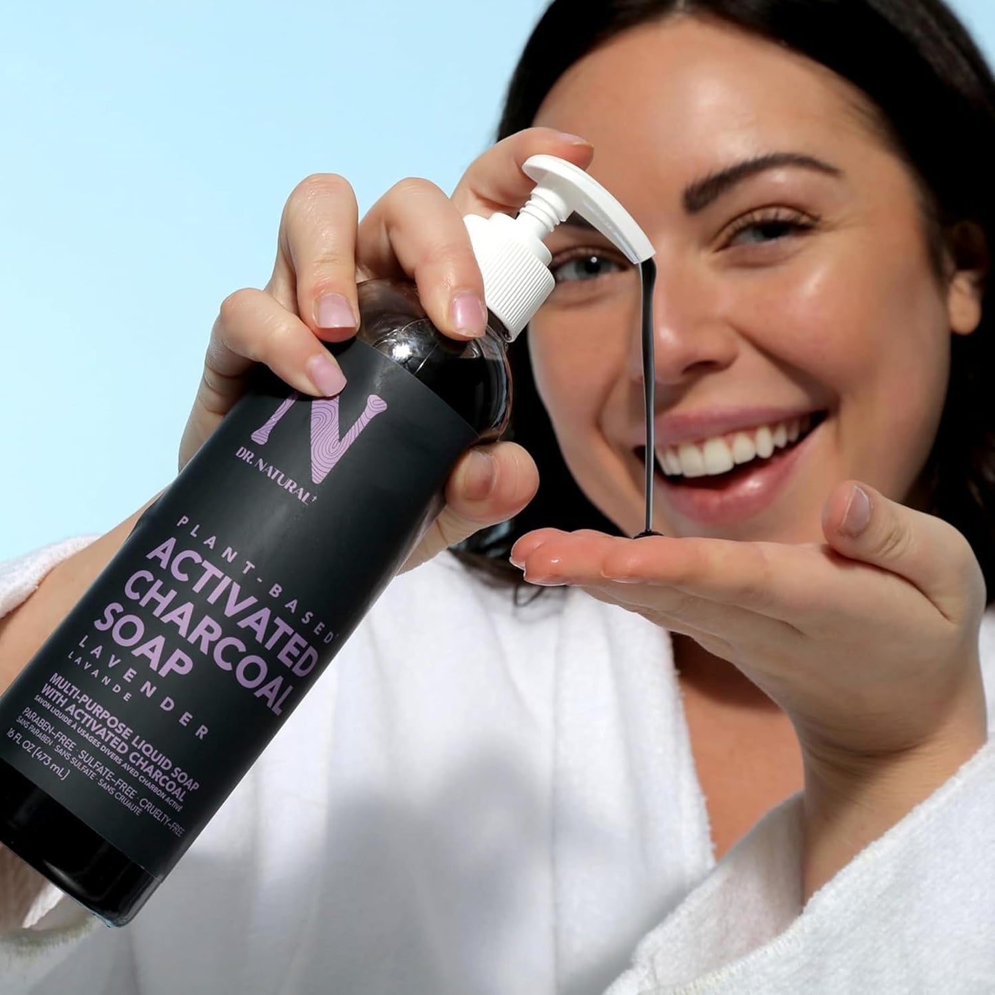 Activated Charcoal Liquid Soap - Deep Cleansing Anti-Acne Body Wash - Gentle Lavender Formula | 16 oz (Pack of 2)