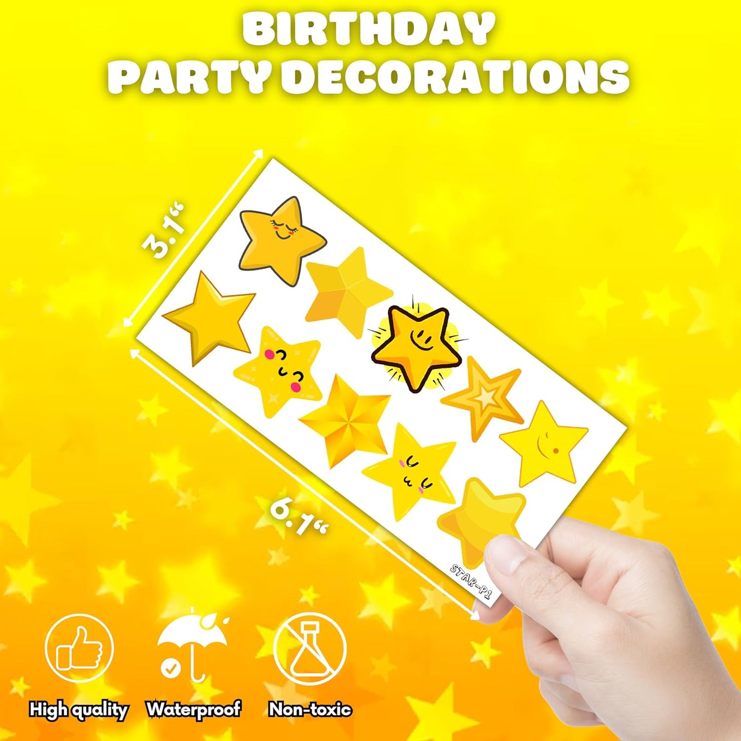 Gold Star Temporary Tattoos for Kids - 100 PCS Waterproof & Skin-Safe Party Favors | Classroom Rewards & Christmas Decor