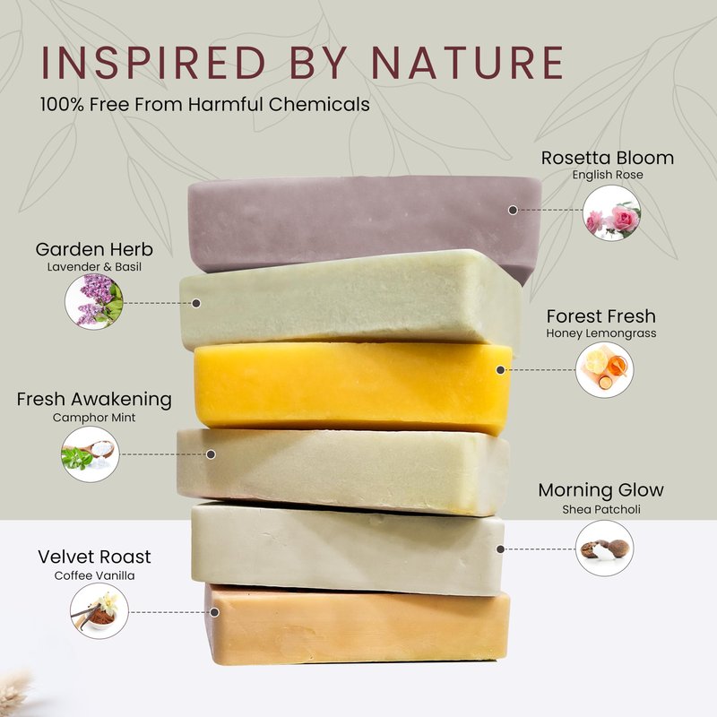 Yuvora 6 Pcs Women Natural Handmade Body Soaps 5 OZ Pack Floral Radiance Long lasting Fragrance Luxurious Scents with Natural Ingredients – Sulfate & Paraben Free, Vegan Soap