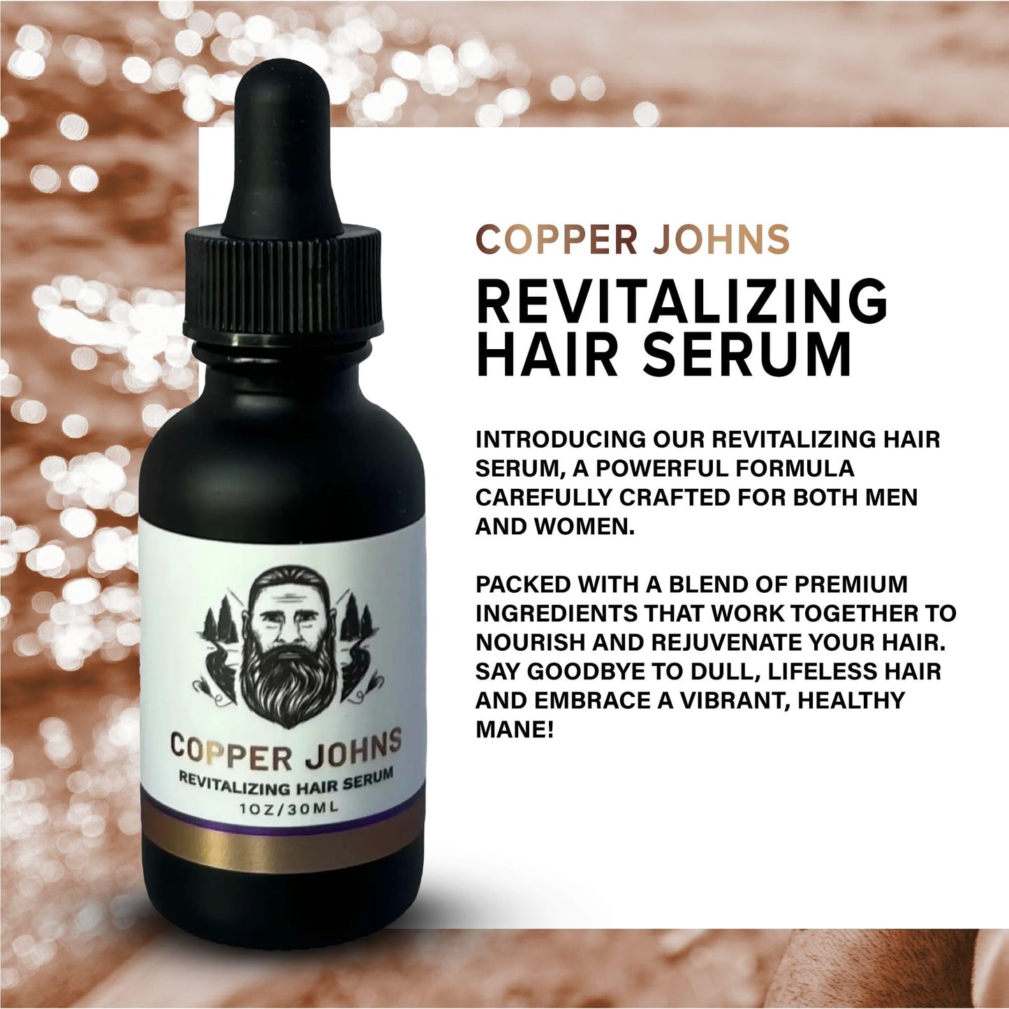 Copper Johns Revitalizing Hair Serum – Hair Growth & Thickening Serum with Sea Minerals – Anti-Frizz Formula for Dry, Damaged Strands, Best Scalp Moisturizer for Men & Women – Lavender, 1 oz.