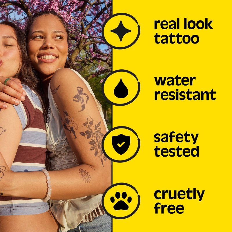 Inkbox Temporary Tattoos, Extra-Large Semi-Permanent Tattoo, One Premium Easy, Long Lasting, Water-Resistant Temp Tattoo with For Now Ink - Lasts 1-2 Weeks, Flower Tattoo 5.5 x 9 in, Edgelord