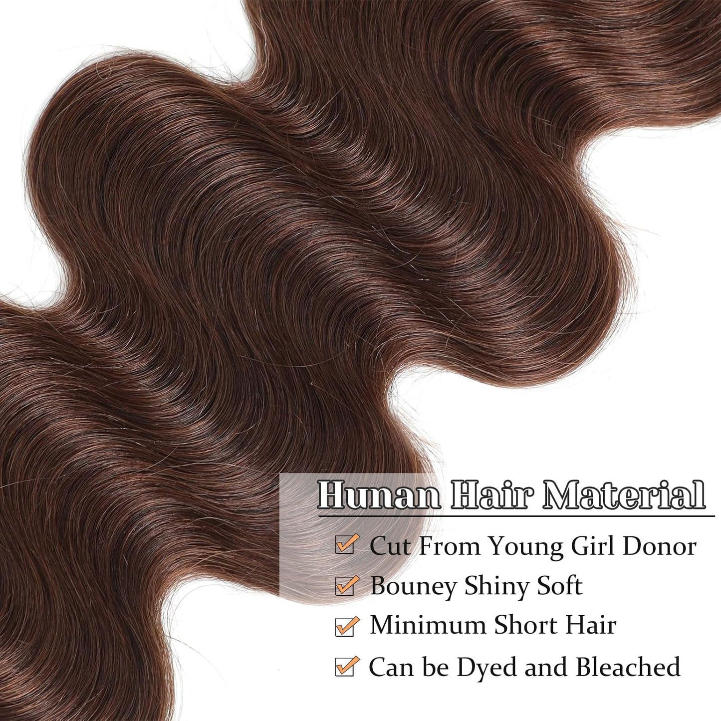 2x6 Closure Human Hair 16 Inch HD Transparent Lace 2x6 Body Wave Closure Middle Part Brazilian 4# Brown Human Hair Closure With Baby Hair