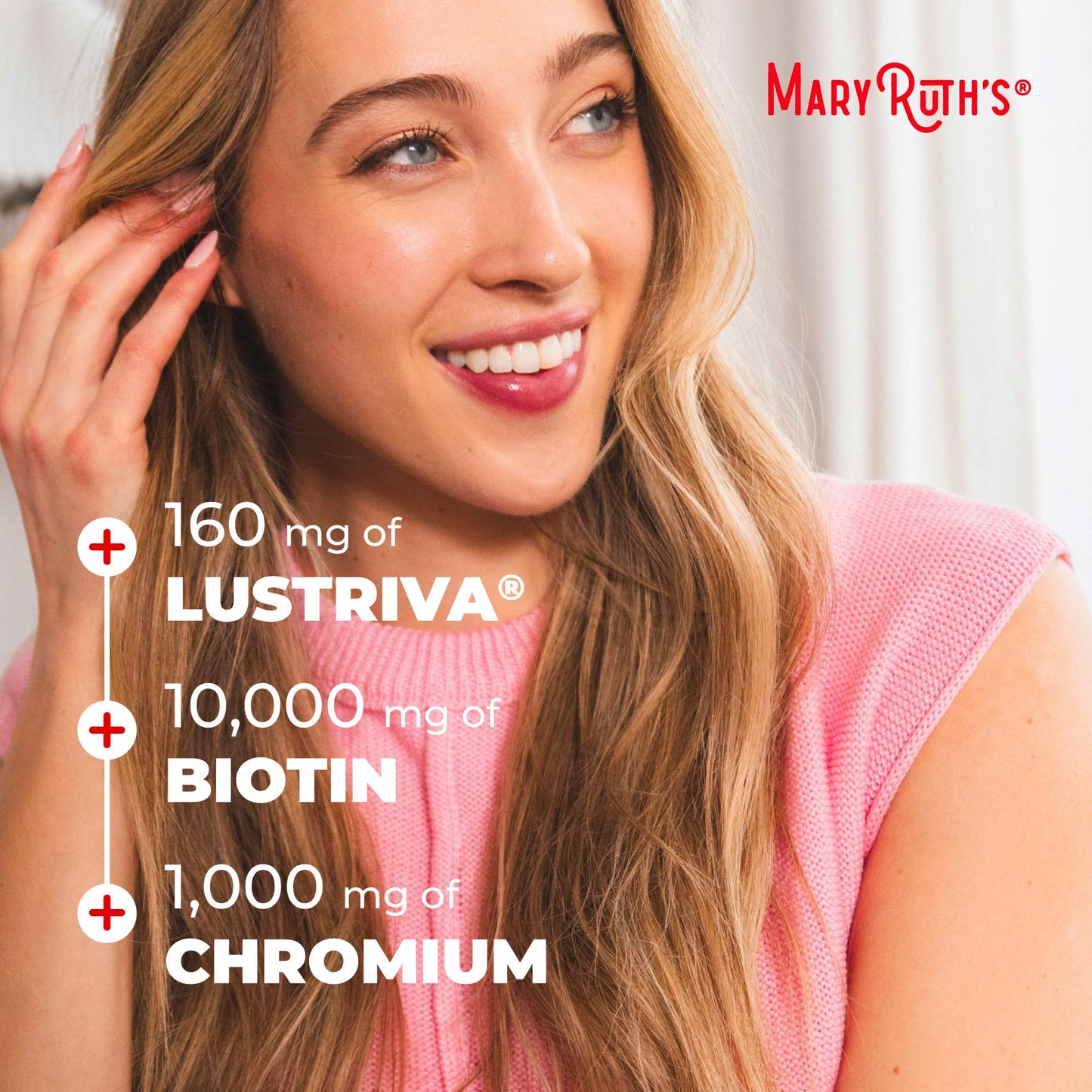 MARYRUTH'S Liquid Multivitamin + Hair Growth | Clinically Tested in Women for Thicker Hair & Facial Wrinkles | Biotin 10000mcg | Lustriva Hair Growth Supplements | Skin Care | Ages 18+ | 30 Fl Oz