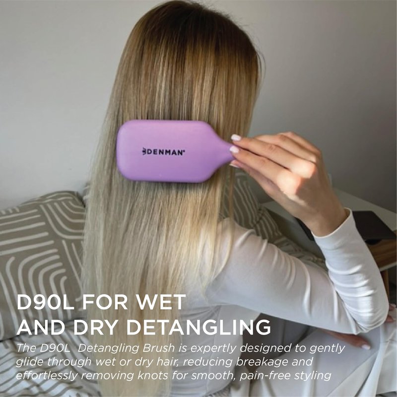 Denman Tangle Tamer Ultra (Violet) Detangling Paddle Brush For Curly Hair And Black Natural Hair - use with both Wet & Dry Hair, D90L