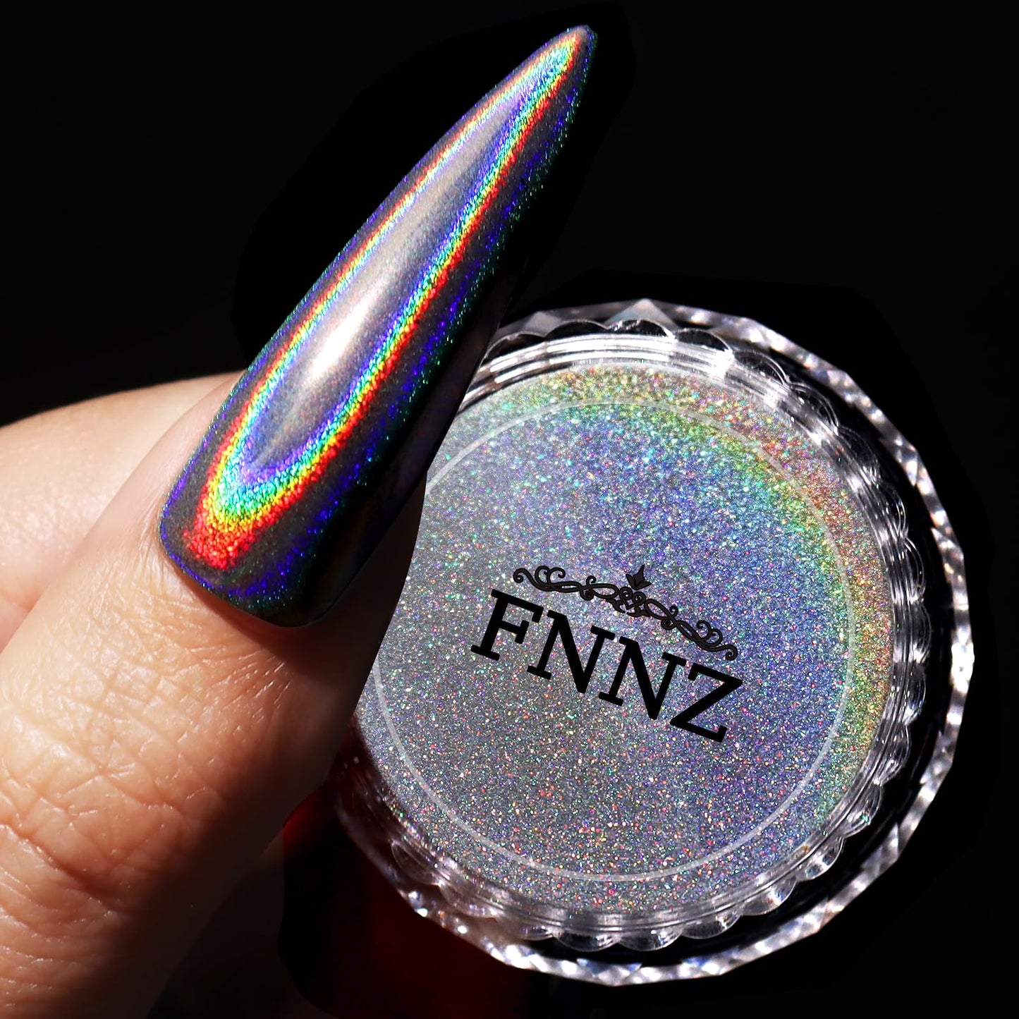 FNNZ Holographic Nail Powder, Chrome Nail Powder for Nail Art Decoration