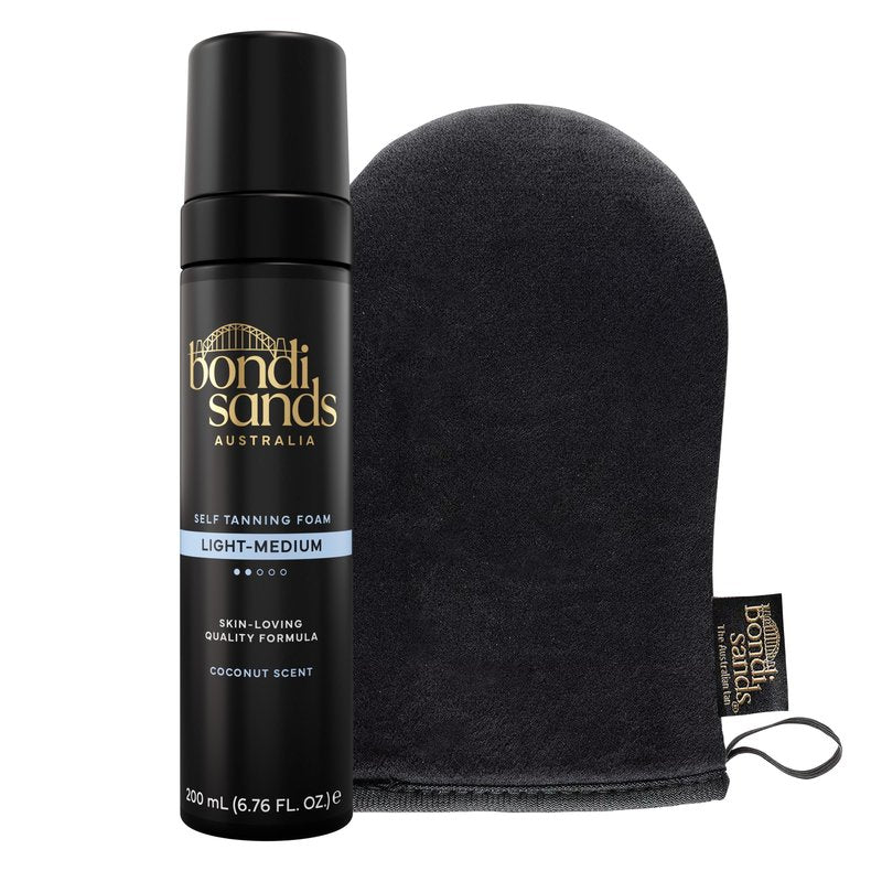 Bondi Sands Light/Medium Self Tanning Foam + Application Mitt | Includes Lightweight Sunless Foam + Reusable Mitt for a Flawless Finish ($30 Value)