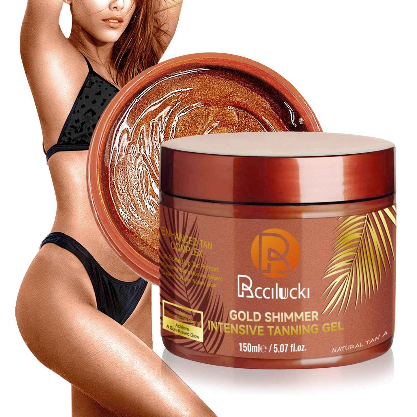 Golden Shimmer Tanning Accelerator Gel - Intensifies Natural Tan Under Sun/Beds | With Carrot Oil & 2% DHA | Water-Resistant | 5 Fl Oz