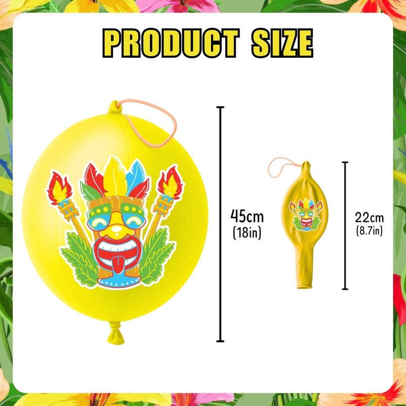 72 PCS Tropical Luau Party Favors – 48 Pre-Cut Temporary Tattoos & 24 Punch Balloons Themed Birthday Party Decorations Supplies Favors Gifts, Goodie Bag Fillers, Classroom Rewards