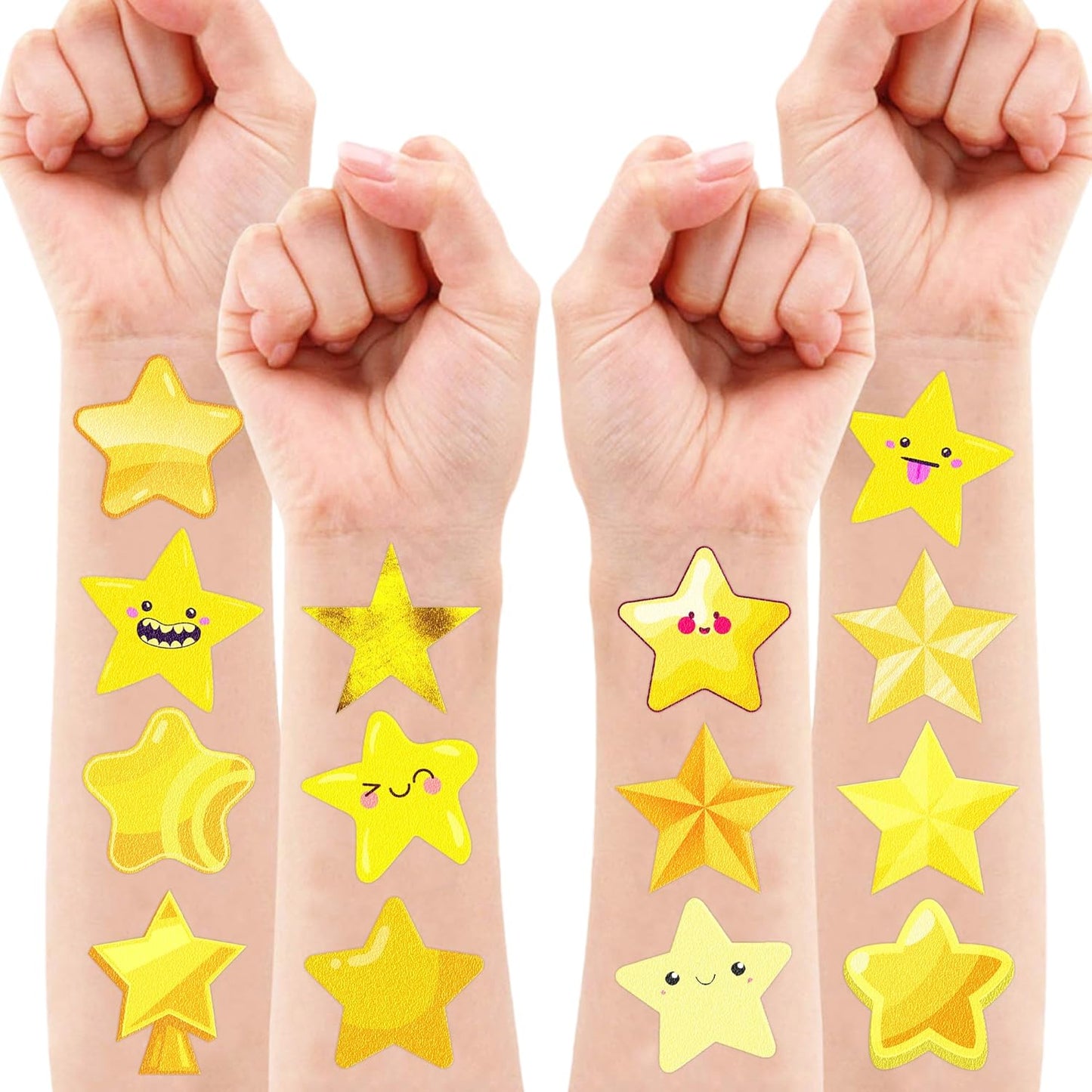 Gold Star Temporary Tattoos for Kids - 100 PCS Waterproof & Skin-Safe Party Favors | Classroom Rewards & Christmas Decor