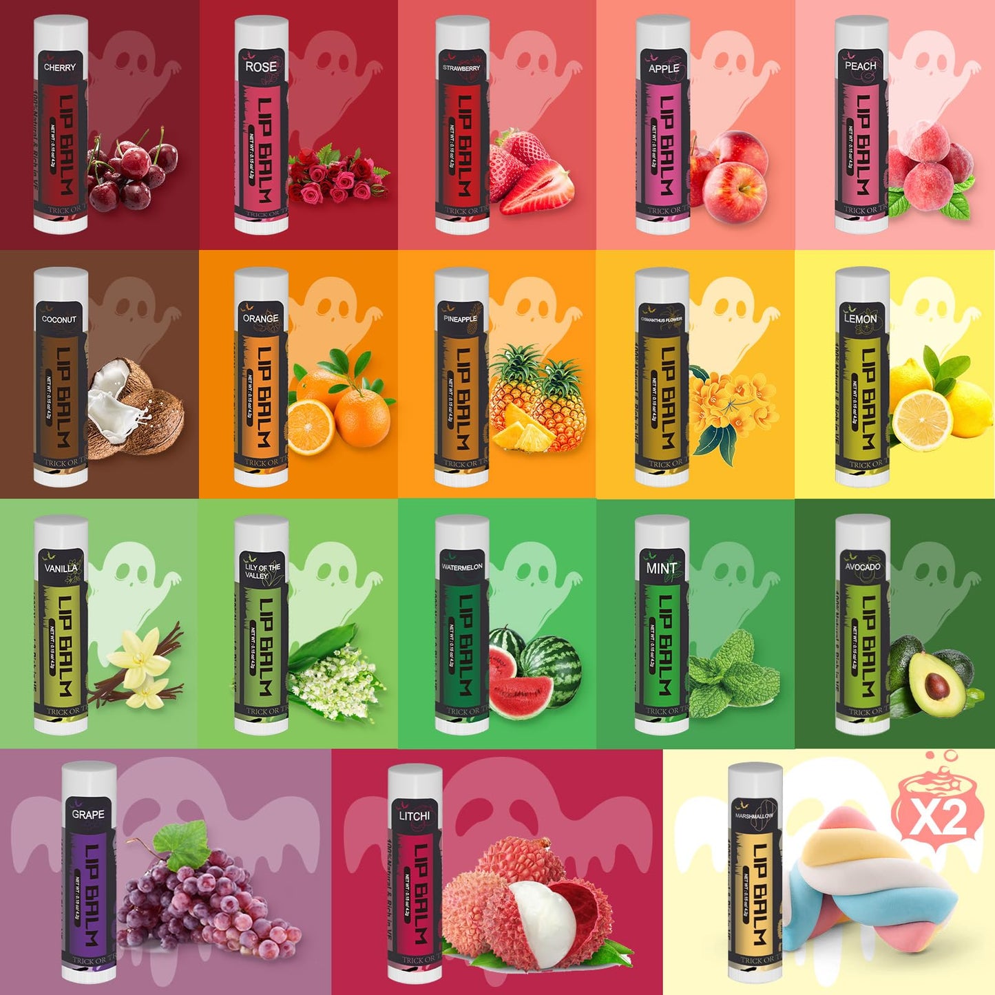 Yopela 76 Pack Halloween Natural Lip Balm Bulk with Vitamin E and Coconut Oil Lip Care Set - Moisturizing, Soothing, and Repairing Dry and Chapped Lips