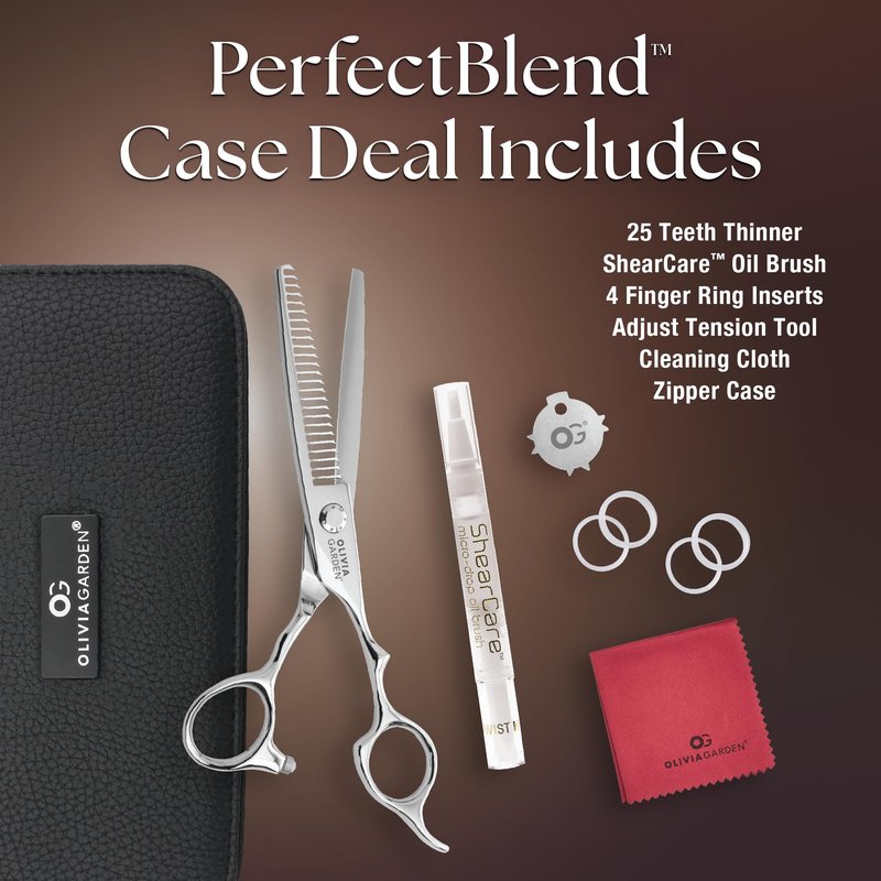 Olivia Garden PerfectBlend intro case 6" thinner contains: PB-T25, oil pen, cleaning cloth & zipper case
