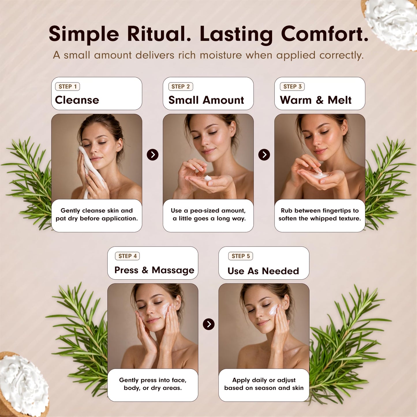 LUSTRÉA Whipped Tallow Cream for Face & Body 4oz (120g) Unscented | Grass Fed Beef Tallow Face Cream | Hydrating Face Cream for Sensitive Skin | Non-Greasy Skin Moisturizer | Multi-Use Body Balm