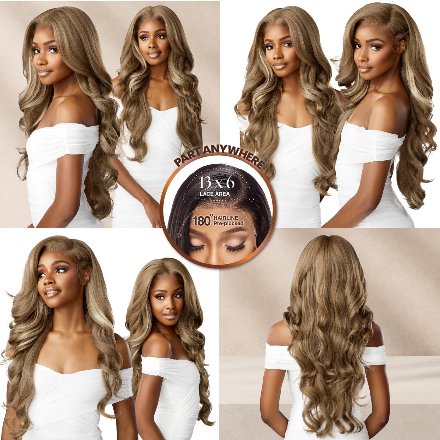 Sensationnel Bare Lace 13X6 Wigs - Unit 4 Lacefrontal Glueless Synthetic 180 Degree Preplucked Hairline (2 DARKBROWN)