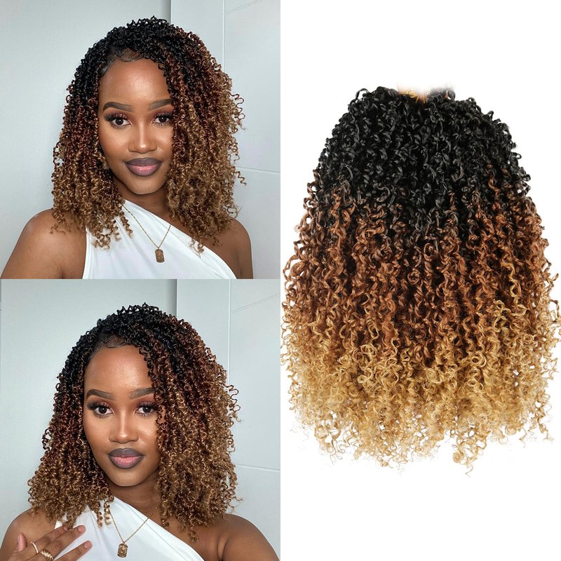 Yanky Twist Crochet Hair 9 Pack(270 Strands Total)Pre loop Pre Twisted Yanky Twist Braids Crochet Hair,Synthetic Spring Short Passion Twist Crochet Braiding Hair Extensions For Women(1B3027, 12 Inch)