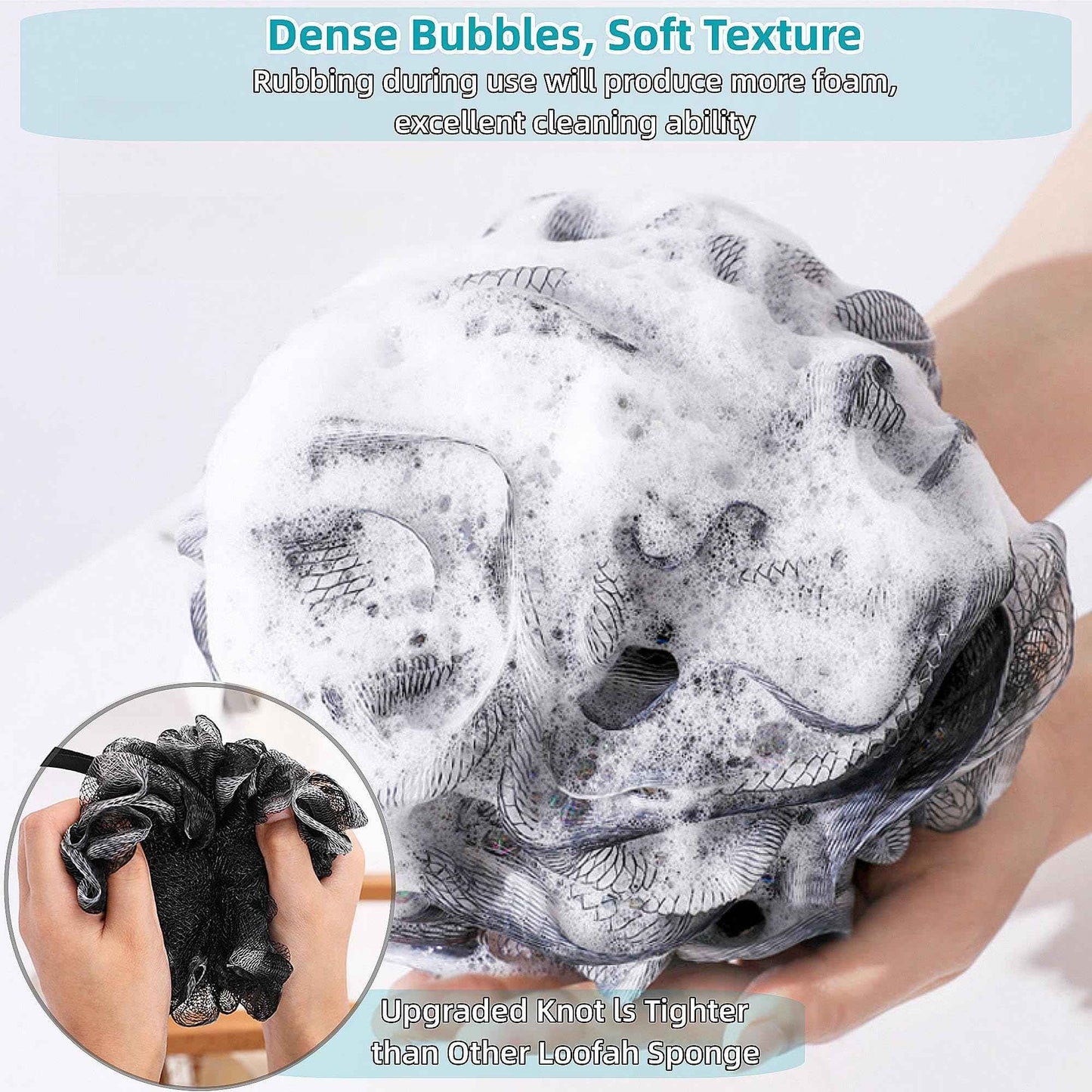 Exfoliating Natural Loofah Sponge Back Scrubber for Shower, Exfoliating Sponge for Shower, Bath Shower Scrubber for Men and Women, Luffa Scrubber to Clean Your Back Deeply Relax Your Body (3 Pack)