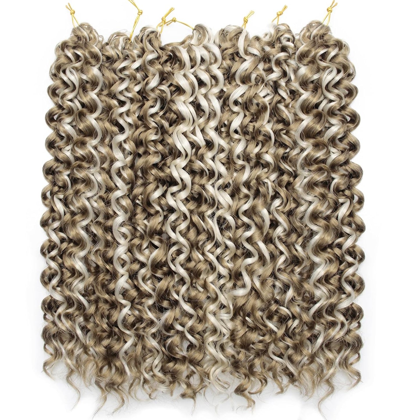 GoGo Curl Crochet Hair - Blonde Water Wave Synthetic Braiding Extensions | 18 Inch, 7 Packs, P27/613