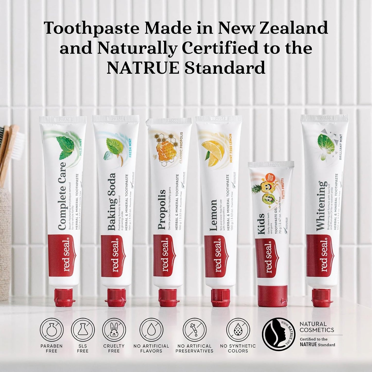 Red Seal Baking Soda Toothpaste - Fluoride-Free Herbal Formula for Dry Mouth Relief | Vegan & Natural (2 Pack)