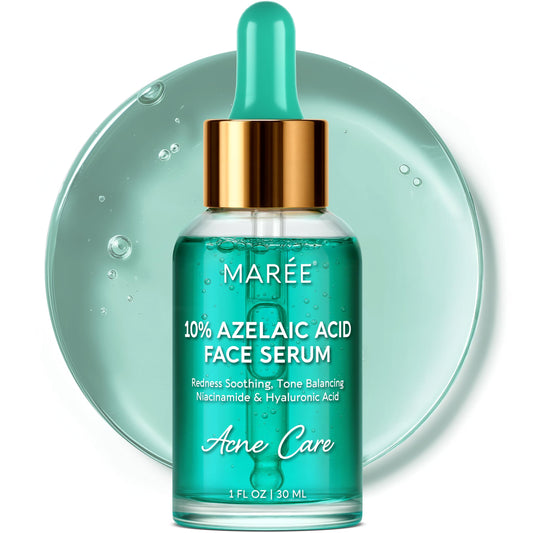 MAREE 10% Azelaic Acid Face Serum - Redness Soothing Hydrating Serum with Niacinamide, Centella Asiatica & Hyaluronic Acid - Relief Serums for Face & Body - Azalecic Acid Skin Facial - Acido Azelaico