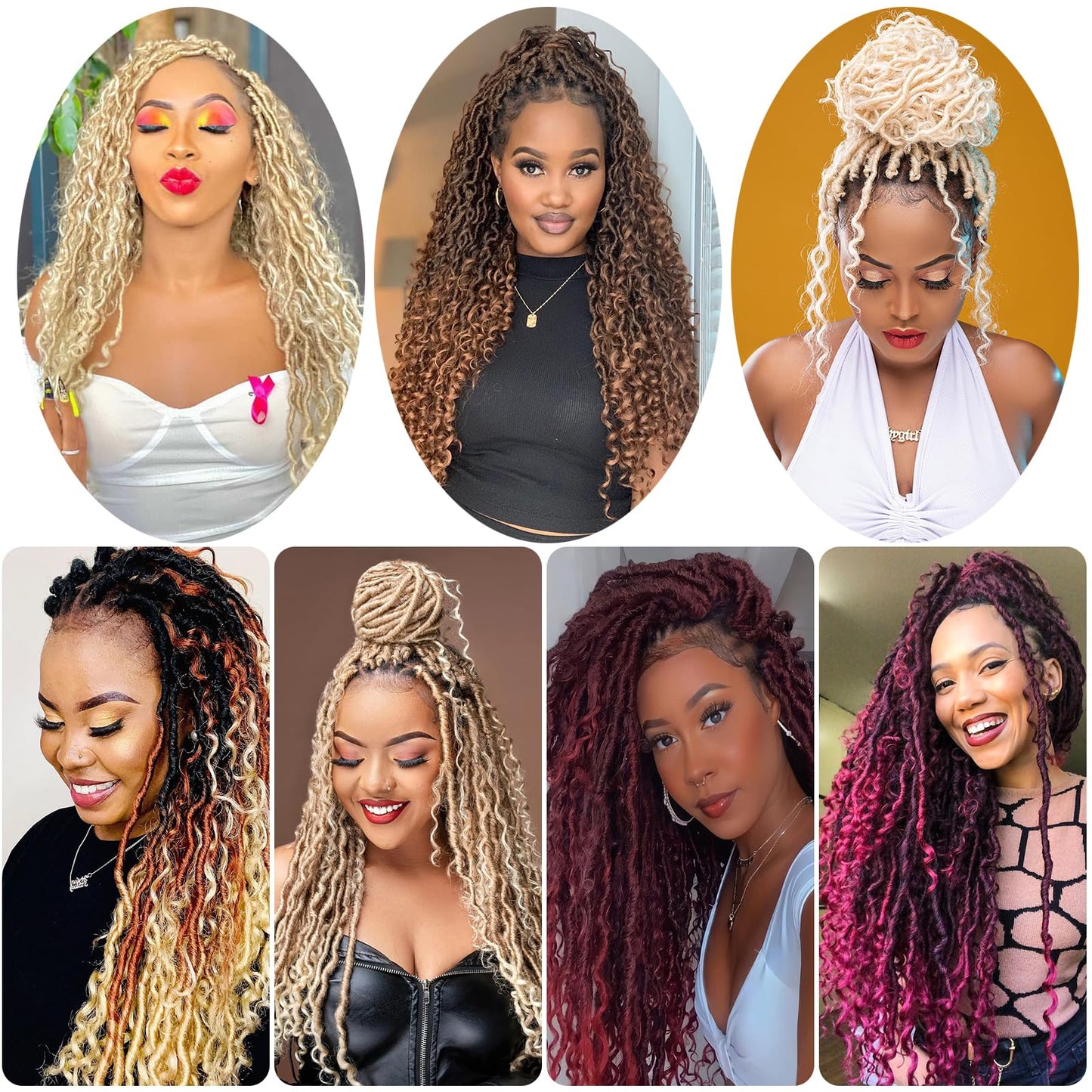 8Packs Goddess Locs Crochet Hair 18Inch Crochet Locs,Boho Faux Locs With Curly Ends River Hippie Locs Bohemian Locs Crochet Braids(1B/4/30, 18inch(Pack of 8))