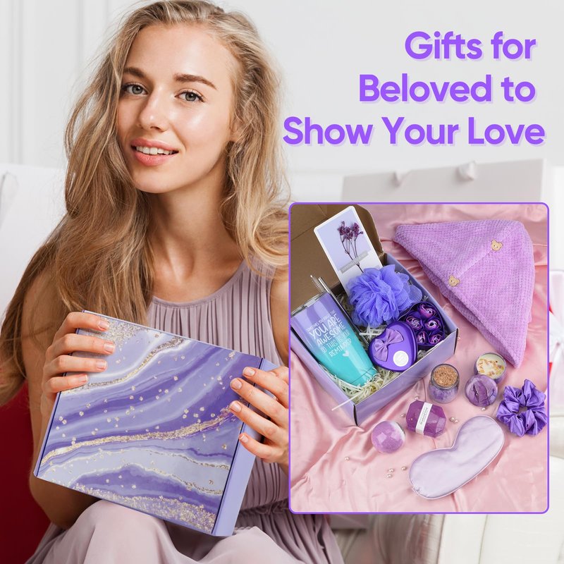 Birthday Gifts for Women,Unique Relaxing Spa Gift Baskets for Women,Self Care Get Well Care Package,Mothers Day,Wife Bday Gift Ideas for Her Best Friend,Coworker,Sister,Teacher